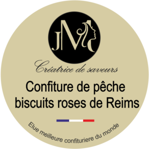 Confit de pêche aux biscuits roses